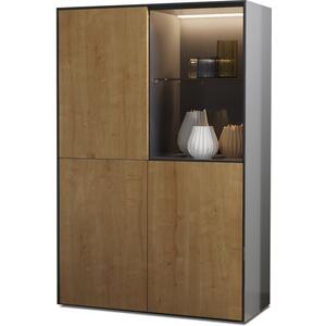 Contemporary High Gloss Grey and Oak Effect Display cabinet with Hidden Wireless Phone Charging by Frank Olsen Furniture