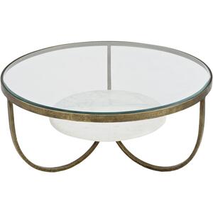 Nolita White Marble And Antique Gold Iron Coffee Table by The Libra Company