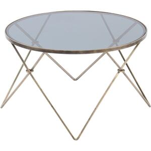 Sassumo Antique Gold & Smoked Glass Round Coffee Table 80cm