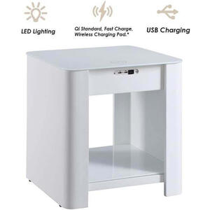 San Fran Smart Bedside/Lamp Table White JF405