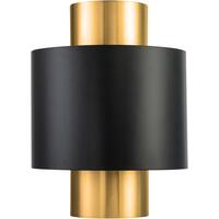 Logan Art Deco Wall Lamp in Brass or Nickel and Black