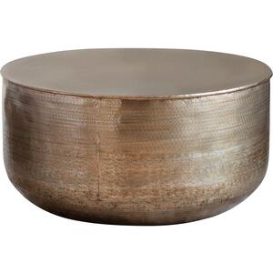 Ashta Embossed Metal Round Coffee Table Antique Brass