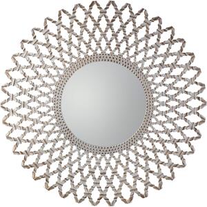 Bharta Large Round Starburst Latticework Mirror Silver 120cm