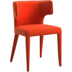 Contemporary dining chair in orange velvet  by Andrew Martin