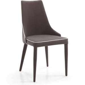 Saber Dark Grey Velvet Dining Chair with Light Grey Piping