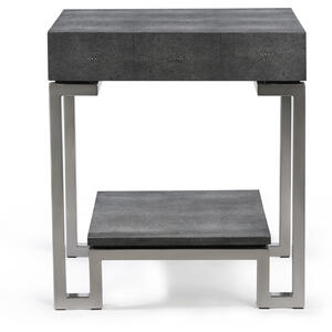 Flex Faux Shagreen Side Table in Dark Grey & Steel