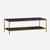 Rufus Rectangle Brass Coffee Table with Black Marble Top