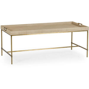 Edith Coffee Table in Satin Brass & Taupe Shagreen