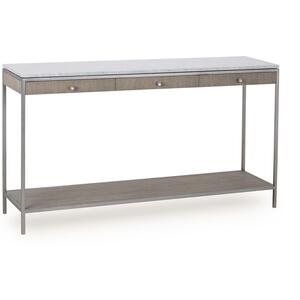 Rufus Silver Oak Console Table White Marble Top