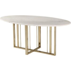 Fenty Oval Dining Table White Marble and Stainless Steel