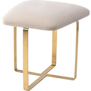 Tatel Velvet Stool in Limestone, Brown or Grey with Polished Brass Frame
