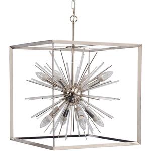 Large Silver Starburst Cube Pendant Chandelier 50cm