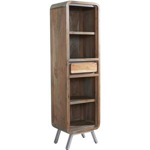 Aspen Retro Indian Wooden Narrow Bookcase with Drawer