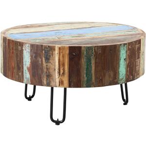 Coastal Reclaimed Wood Drum Coffee Table 