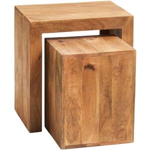 Toko Light Mango Wood Cubed Nest of 2 Tables