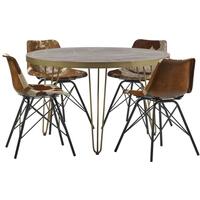 Leather Cowhide & Metal Industrial Dining Chair - Set of 2