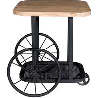 Craft Wheel Industrial End Table - Mango Wood & Black Metal