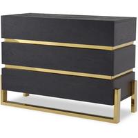Enigma Chest Of 3 Drawers - Black Ash & Brass Detail