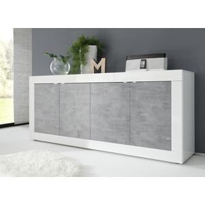 Urbino Four Door Sideboard - Gloss White and Concrete Grey Finish by Andrew Piggott Contemporary Furniture