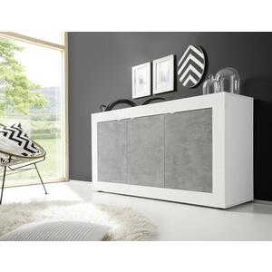 Urbino Sideboard, Three Door - Gloss White and Grey Finish