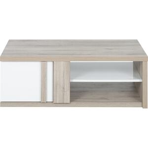 Aston Rectangular Storage Coffee Table - White and Light Oak or Black by Virtual Home