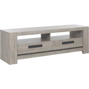 Boston TV Unit with Two Drawers - Light Grey Oak Finish by Virtual Home