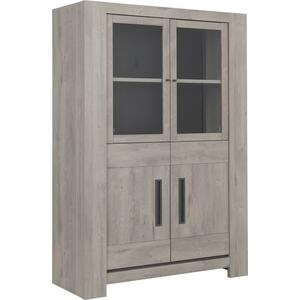 Boston Four Door Display Unit - Light Grey Oak Finish by Virtual Home