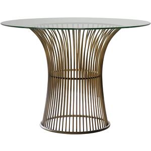 Zepplin Round Birdcage Dining Table Bronze with Glass Top 110cm Diameter