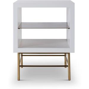 Alberto Side Table with Glass Shelf - Matt White or Grey