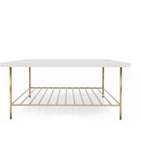 Alberto Square Coffee Table with Shelf - White or Grey Top