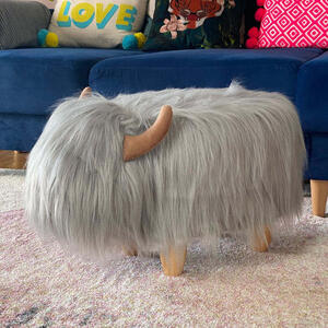 Gilbert the Grey Highland Cow Footstool by Red Candy