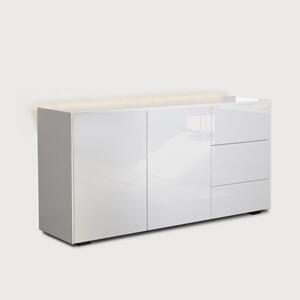 Contemporary High Gloss White Sideboard With Hidden Wireless Phone Charging And LED Mood Lighting