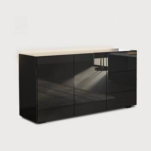 Frank Olsen Contemporary Sideboard High Gloss Black With Hidden Wireless Phone Charging And LED Mood Lighting