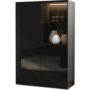 Frank Olsen Contemporary Display Cabinet High Gloss Black with Hidden Wireless Phone Charging