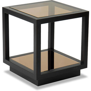 Mali Antique Bronze and Glass Cubist Side Table