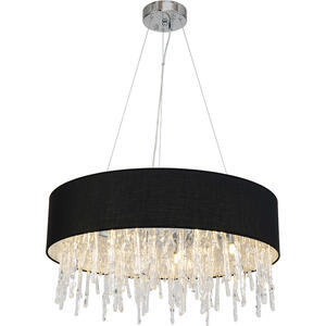 Dumas Round Pendant Halo Lamp with Black Shade & Cast Glass Drops