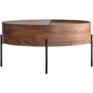 Risby Cylindrical Coffee Table Acacia Wood and Metal Legs