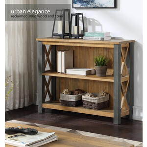 Urban Elegance Low Bookcase Reclaimed Wood and Aluminium