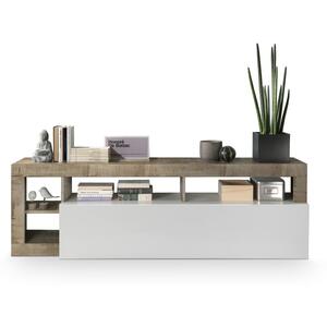 Florence Small TV Stand- White Gloss and Natural Finish