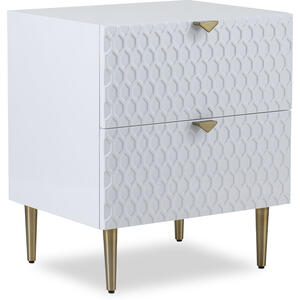 Bolero Bedside Table 2 Drawers - White or Grey Gloss & Brushed Gold