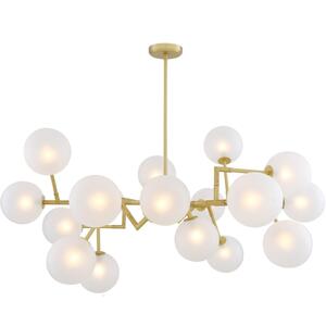 Athens Mid-Century Glass Globe Chandelier 18 Light in Brass or Silver