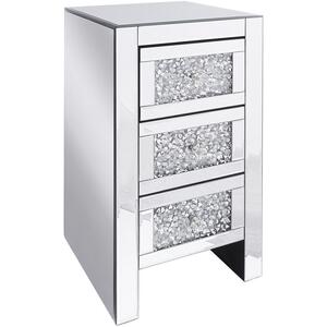 3 Drawer Mirrored Bedside Table Silver LORAY by Beliani