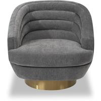 Wegner Art Deco Occasional Swivel Velvet Chair Grey or Beige