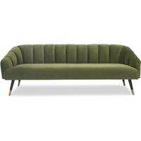 Bisset 50s Style 3 Seater Sofa - Green or Light Beige Velvet