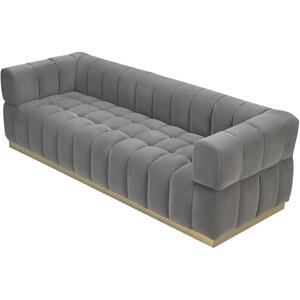 Marat Ribbed Sofa in Grey or Beige Velvet with Gold or Black Metal Base
