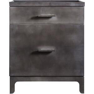 Ottinge Raw Metal Iron 2 Drawer Pedestal Cabinet Dark Grey