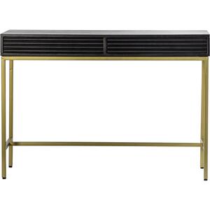 Ripple 2 Drawer Console Table Black and Brass Finish