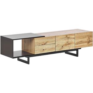 Fiora 2 Drawer 2 Door TV Stand in Light Wood Finish and Black