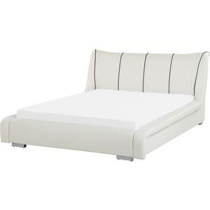 NANTES Modern Upholstered Bed & Headboard - White Leather or Grey Fabric