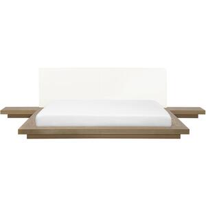 EU Super King Size Faux Leather Headboard Bed White ZEN by Beliani